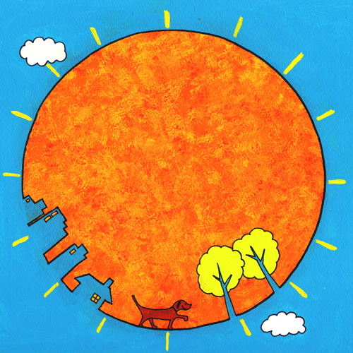 太陽と犬のイラスト